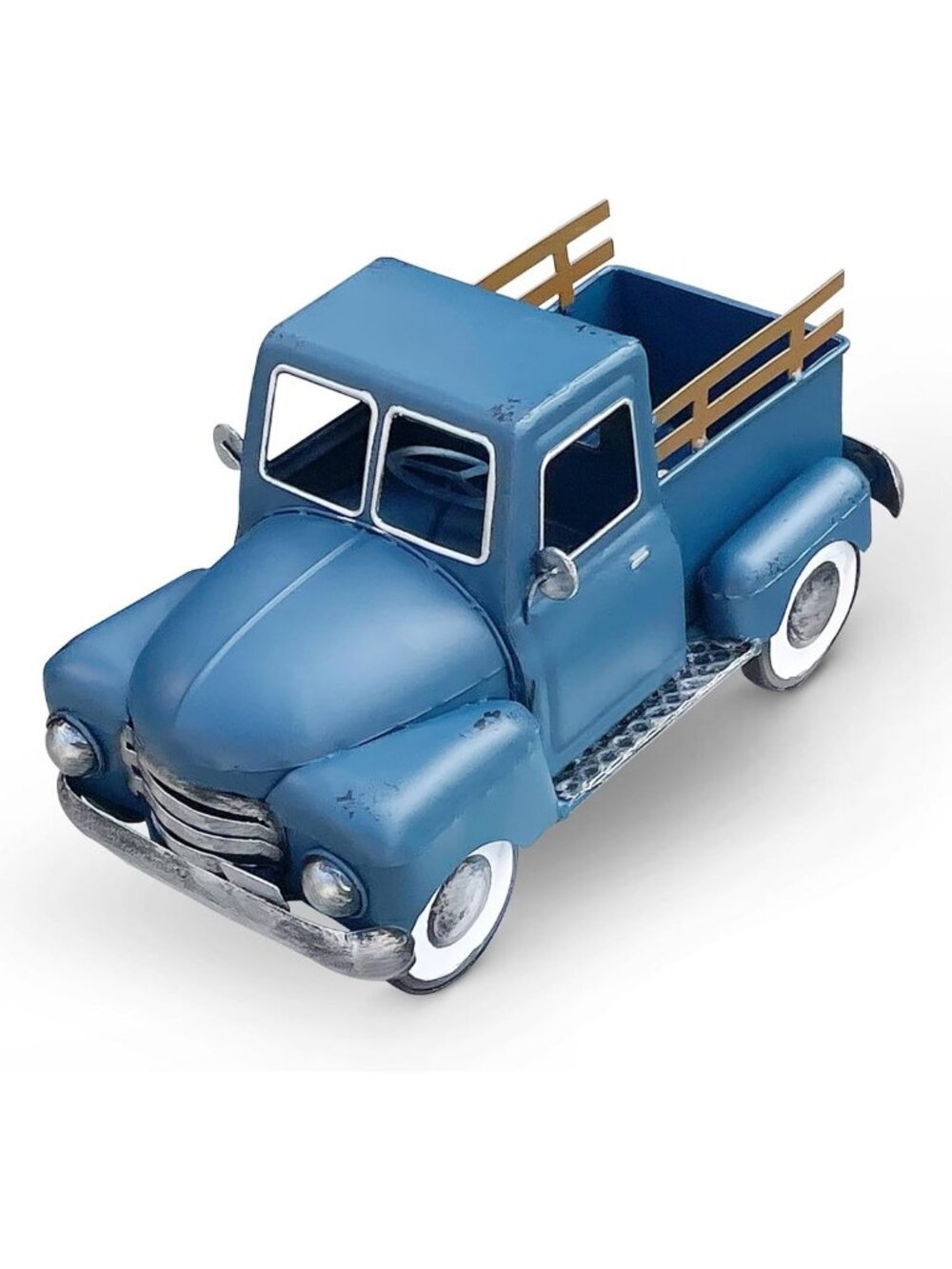 Rustic Blue Metal Truck Decor - Vintage Planter & Farmhouse Tabletop Storage